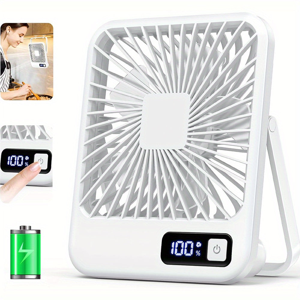 BreezJoy Rechargeable Desk Fan , Featuring a 180° Foldable Design And Power Display. This Ultra-Quiet Desktop Fan Is Ideal for Home, Office, Travel, And Outdoor Use, Offering 5 Speed Settings