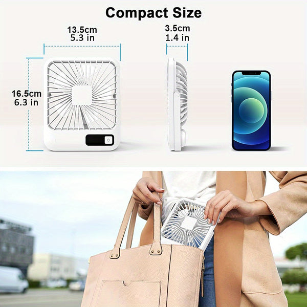 BreezJoy Rechargeable Desk Fan , Featuring a 180° Foldable Design And Power Display. This Ultra-Quiet Desktop Fan Is Ideal for Home, Office, Travel, And Outdoor Use, Offering 5 Speed Settings