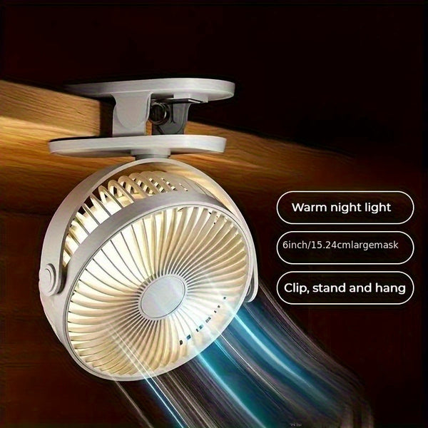 2026 BreezJoy New Upgraded Portable Clip Fan, USB Rechargeable Desk Fan, Quiet Camping Fan, 5-Speed USB Fan, Powerful Airflow, Sturdy Clamp, Available in 4 Colors, Suitable for Golf Carts, Office Desks, Outdoor Travel, Tents, Gym Treadmills