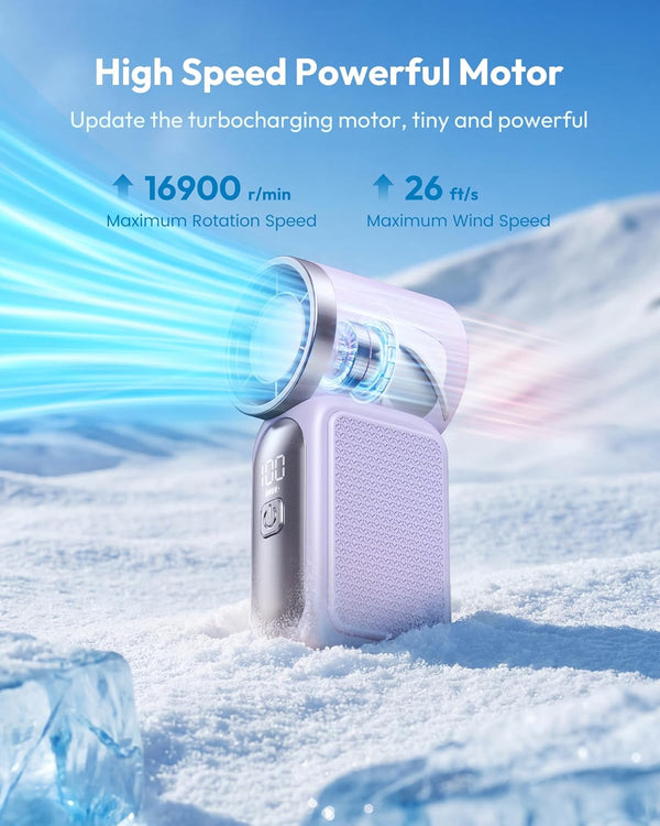 BreezJoy Portable Handheld Mini Fan, 6 Speeds 16900 RPM High Velocity Personal Fan with LED Display, USB Rechargeable, Mini Fan with Lanyard for Makeup, Travel, Outdoor Fan for Women Girl Gift